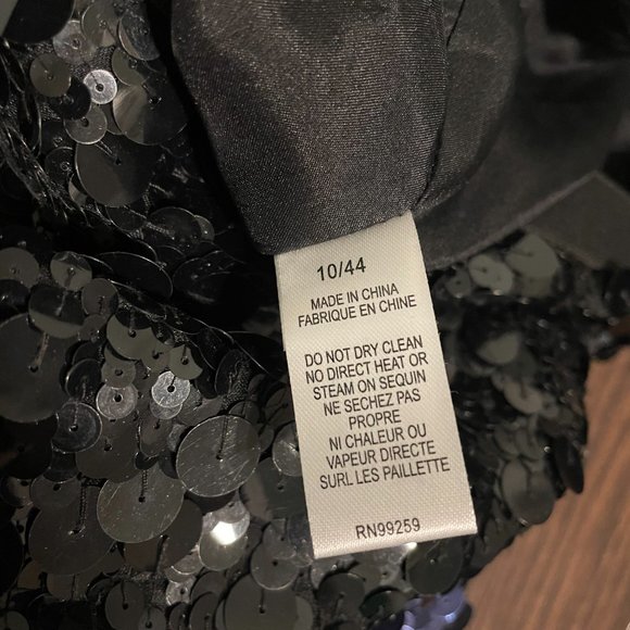 Vera Wang Lavender Label Black & Blue Sequins Silk Shift Dress - Picture 12 of 16